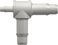 Tee Reduction Tube Fitting with 400 Series Barbs 1/8" (3.2 mm) and 1/16" (1.6 mm) ID Tubing White Nylon