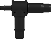 Tee Reduction Tube Fitting with 400 Series Barbs 1/8" (3.2 mm) and 1/16" (1.6 mm) ID Tubing Black Nylon