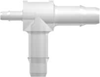 Tee Reduction Tube Fitting with 400 Series Barbs 1/8" (3.2 mm) and 1/16" (1.6 mm) ID Tubing Animal-Free Natural Polypropylene
