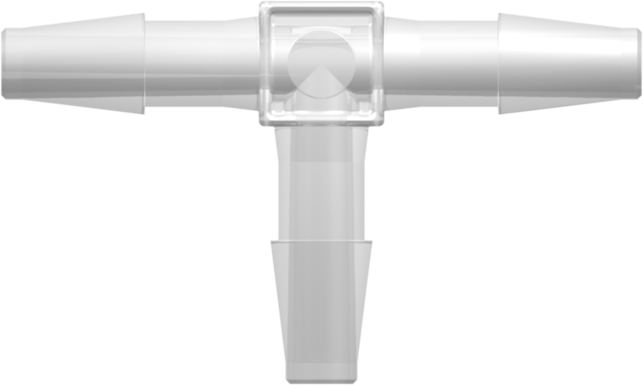 Tee Tube Fitting with Classic Series Barbs 1/4" (6.4 mm) ID Tubing Animal-Free Natural Polypropylene