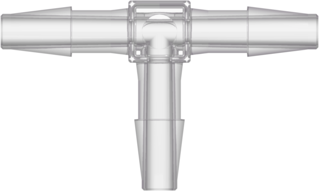 Tee Tube Fitting with Classic Series Barbs 1/4" (6.4 mm) ID Tubing Natural Kynar PVDF