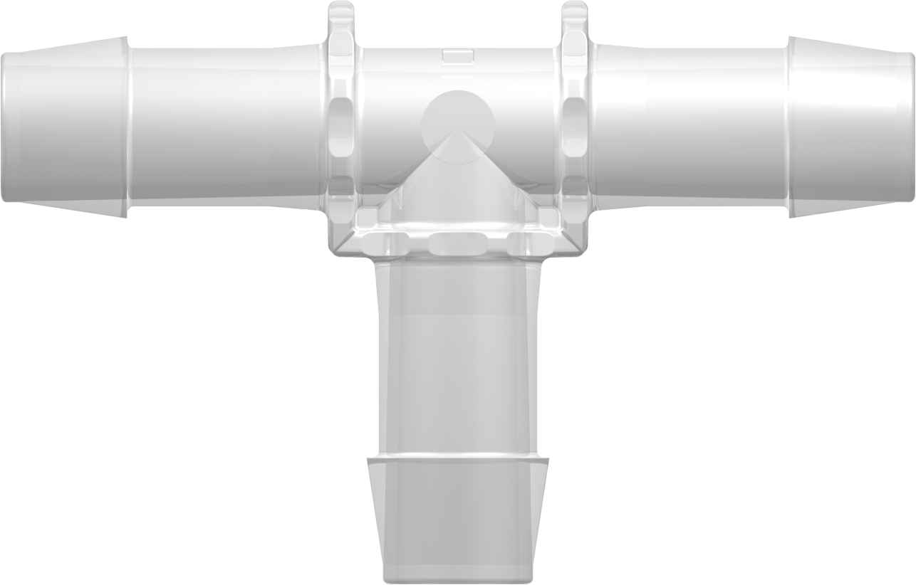 Tee Tube Fitting with 600 Series Barbs 3/4" (19.0 mm) ID Tubing Animal-free Natural Polypropylene