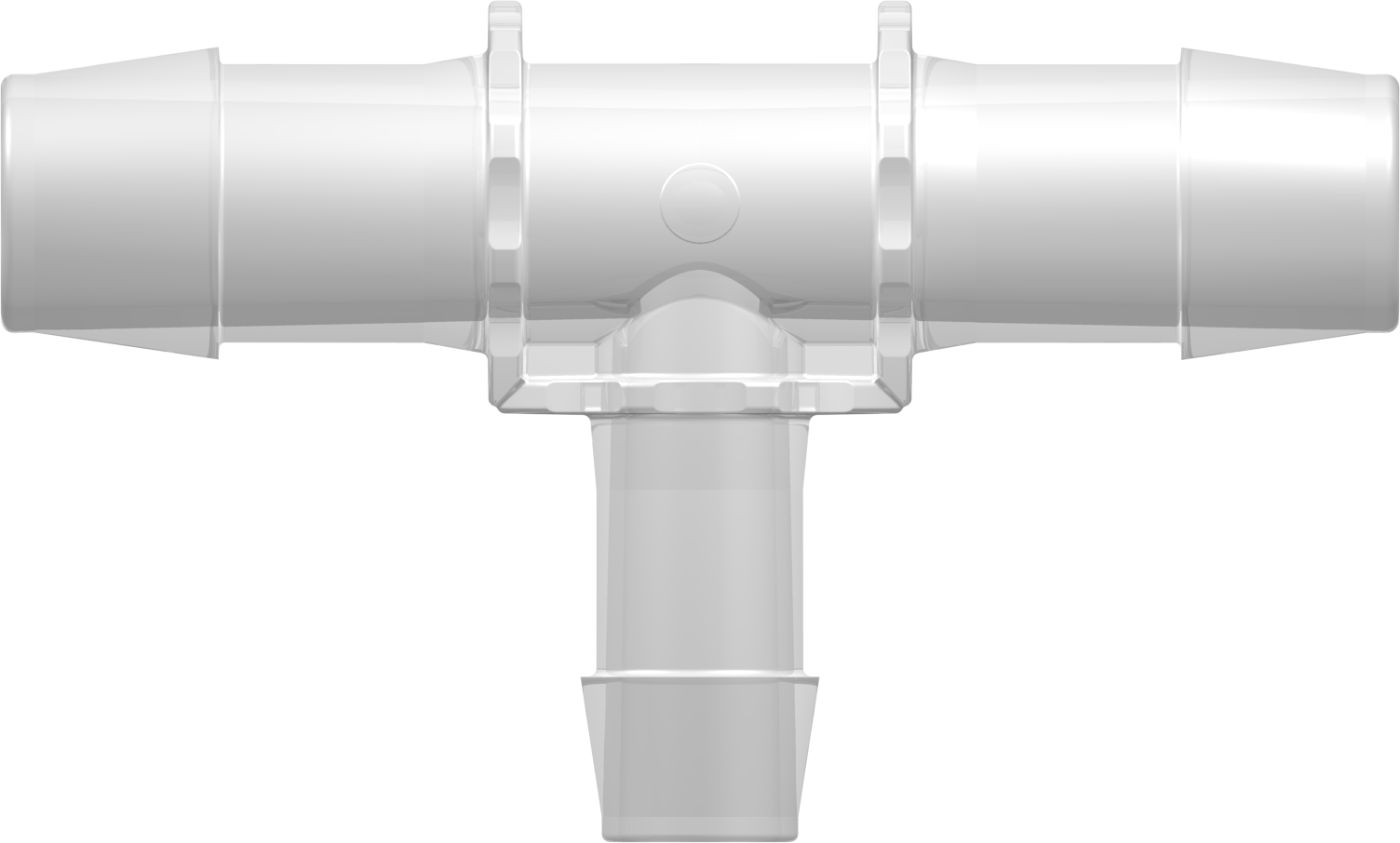 Tee Reduction Connector with 600 Series Barbs (2X) 1" (25.4 mm) and 3/4" (19.0 mm) ID Tubing Animal-free Natural Polypropylene