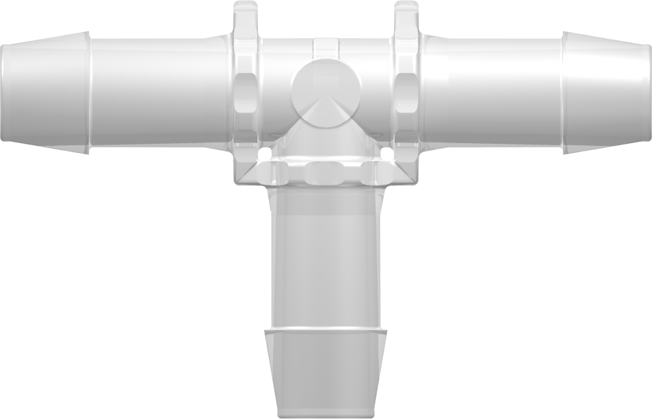 Tee Tube Fitting with 600 Series Barbs 1/2" (12.7 mm) ID Tubing Animal-free Natural Polypropylene