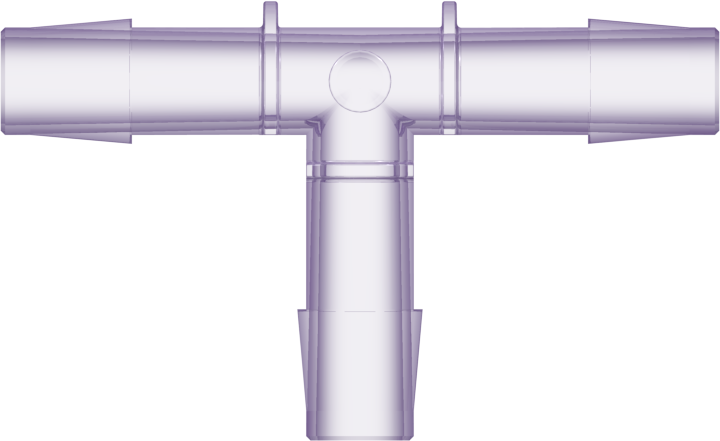 Tee Tube Fitting with 900 Series Barbs 3/8" (9.5 mm) ID Tubing AD. Stable Polycarbonate