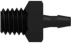 10-32 Special Tapered Thread with 1/4" Hex to 200 Series Barb 1/16" (1.6 mm) ID Tubing Black Nylon