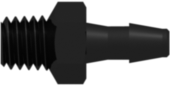 10-32 Special Tapered Thread with 1/4" Hex to 200 Series Barb 3/32" (2.4 mm) ID Tubing Black Nylon