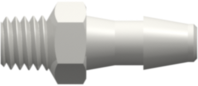 10-32 Special Tapered Thread with 1/4" Hex to 200 Series Barb 1/8" (3.2 mm) ID Tubing White Nylon