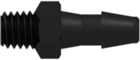 10-32 Special Tapered Thread with 1/4" Hex to 200 Series Barb 1/8" (3.2 mm) ID Tubing Black Nylon