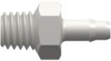 10-32 Special Tapered Thread with 1/4" Hex to 400 Series Barb 3/32" (2.4 mm) ID Tubing White Nylon