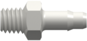 10-32 Special Tapered Thread with 1/4" Hex to 400 Series Barb 1/8" (3.2 mm) ID Tubing White Nylon