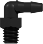 10-32 Special Tapered Thread Elbow with 1/4" Hex to 200 Series Barb 3/32" (2.4 mm) ID Tubing Black Nylon