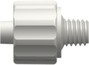 Male Luer Integral Lock Ring to 10-32 Special Tapered Thread White Nylon