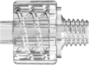 Male Luer Integral Lock Ring to 10-32 Special Tapered Thread Clear Polycarbonate