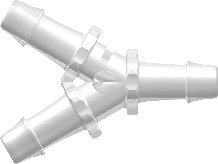 Y Tube Fitting with 500 Series Barbs 3/8" (9.5 mm) ID Tubing Animal-free Natural Polypropylene