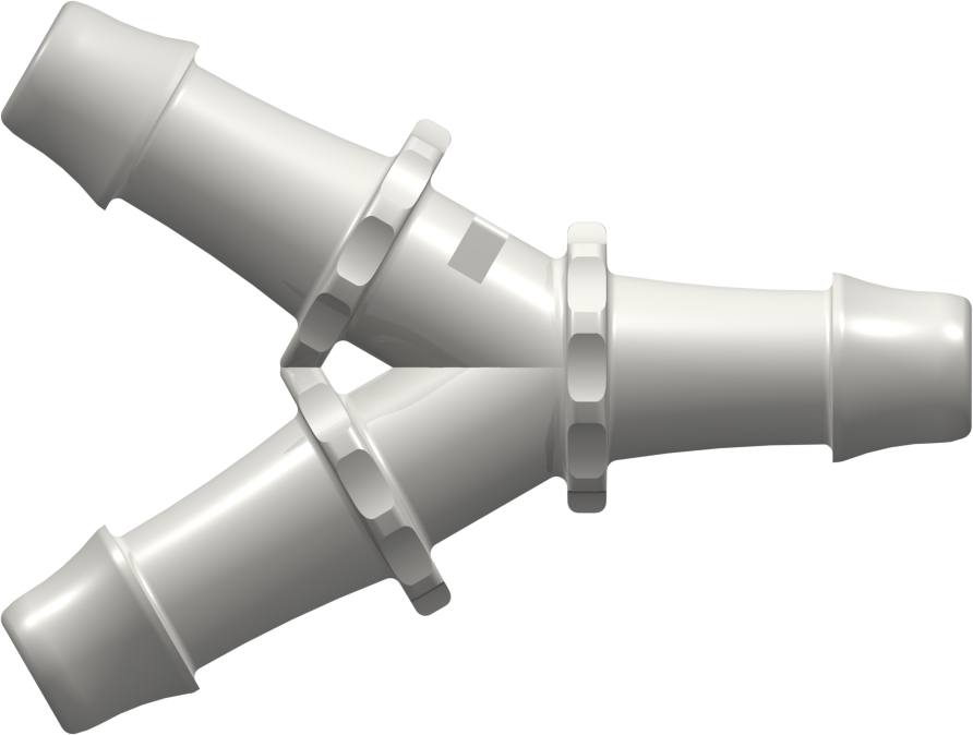 Y Tube Fitting with 500 Series Barbs 1/2" (12.7 mm) ID Tubing Natural Nylon