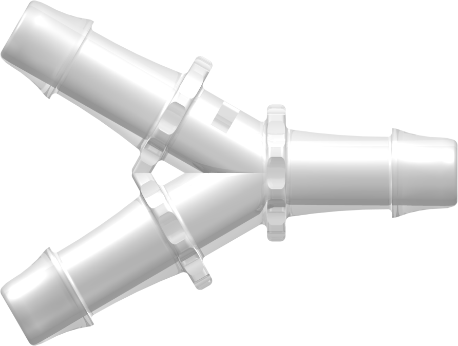 Y Tube Fitting with 500 Series Barbs 1/2" (12.7 mm) ID Tubing Animal-Free Natural Polypropylene