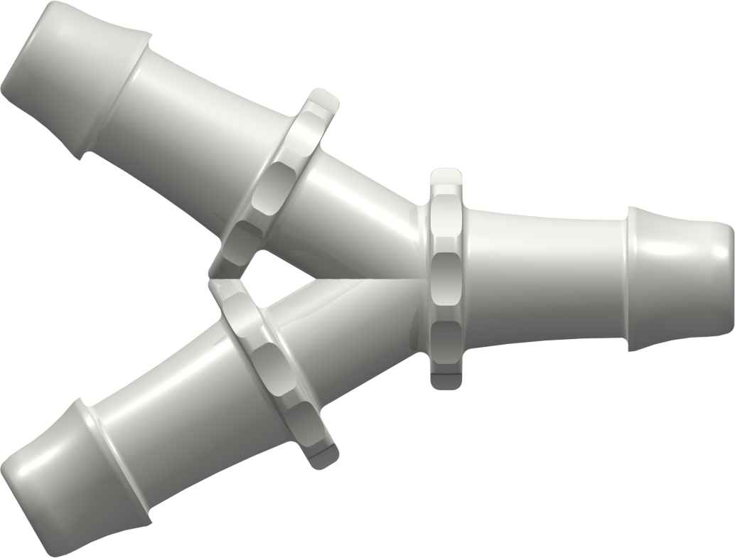 Y Tube Fitting with 500 Series Barbs 5/8" (16.0 mm) ID Tubing Natural Nylon