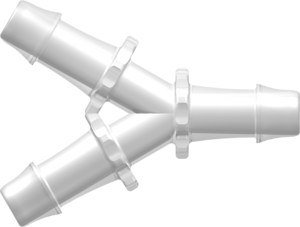 Y Tube Fitting with 500 Series Barbs 5/8" (16.0 mm) ID Tubing Animal-Free Natural Polypropylene