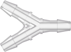 Y Tube Fitting with 200 Series Barbs 1/16" (1.6 mm) ID Tubing Natural Kynar PVDF