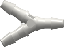 Y Tube Fitting with 200 Series Barbs 3/32" (2.4 mm) ID Tubing White Nylon