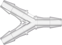 Y Tube Fitting with 200 Series Barbs 3/32" (2.4 mm) ID Tubing  Natural Kynar PVDF
