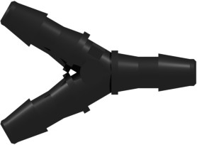 Y Tube Fitting with 200 Series Barbs 1/8" (3.2 mm) ID Tubing Black Nylon