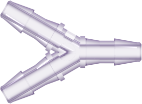 Y Tube Fitting with 200 Series Barbs 1/8" (3.2 mm) ID Tubing Rad. Stable Polycarbonate