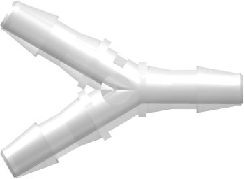 Y Tube Fitting with 200 Series Barbs 5/32" (4.0 mm) ID Tubing Animal-free Natural Polypropylene