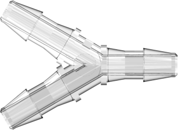 Y Tube Fitting with 200 Series Barbs 5/32" (4.0 mm) ID Tubing Clear Polycarbonate