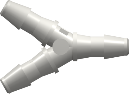 Y Tube Fitting with 200 Series Barbs 3/16" (4.8 mm) ID Tubing White Nylon