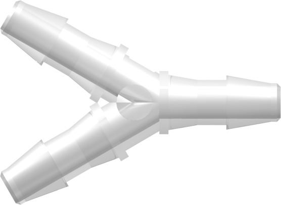Y Connector with 200 Series Barbs 1/4" (6.4 mm) ID Tubing Animal-Free Natural Polypropylene