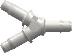 Y Tube Fitting with 400 Series Barbs 1/8" (3.2 mm) ID Tubing White Nylon