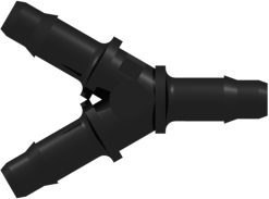Y Tube Fitting with 400 Series Barbs 1/8" (3.2 mm) ID Tubing Black Nylon