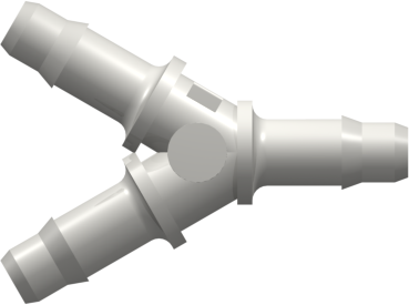 Y Tube Fitting with 400 Series Barbs 3/16" (4.8 mm) ID Tubing White Nylon