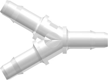 Y Tube Fitting with 400 Series Barbs 3/16" (4.8 mm) ID Tubing Animal-Free Natural Polypropylene
