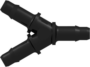 Y Tube Fitting with 400 Series Barbs 3/16" (4.8 mm) ID Tubing Animal-Free Black Polypropylene