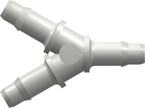 Y Tube Fitting with 400 Series Barbs 1/4" (6.4 mm) ID Tubing White Nylon