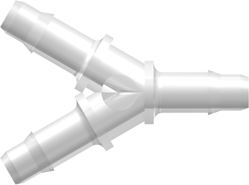 Y Connector with 400 Series Barbs 1/4" (6.4 mm) ID Tubing Animal-Free Natural Polypropylene