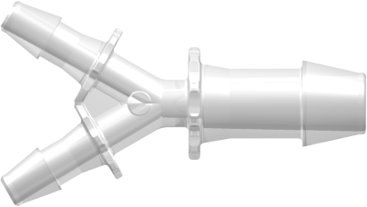 Y Reduction Connector with 600 Series Barbs (2X) 1/8" (3.2 mm) and 1/4" (6.4 mm) ID Tubing Animal-free Natural Polypropylene