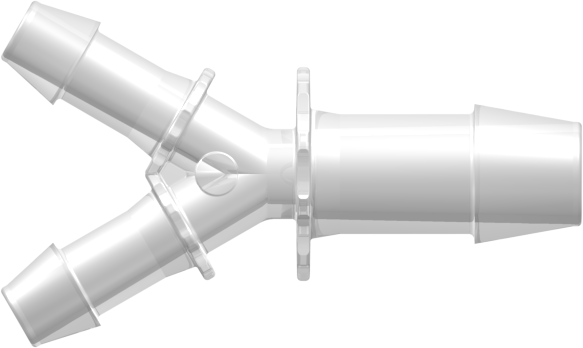 Y Reduction Connector with 600 Series Barbs (2X) 1/4" (6.4 mm) and 3/8" (9.5 mm) ID Tubing Animal-free Natural Polypropylene