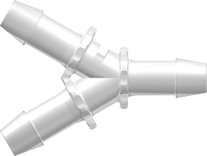 Y Connector with 600 Series Barbs 3/8" (9.5 mm) ID Tubing Animal-free Natural Polypropylene