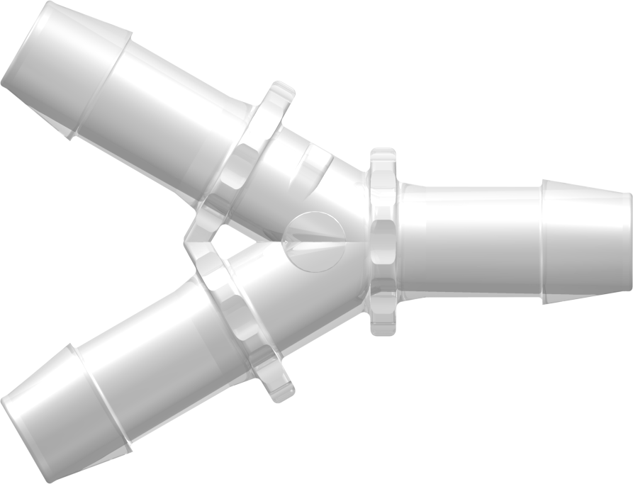 Y Connector with 600 Series Barbs 1/2" (12.7 mm) ID Tubing Animal-free Natural Polypropylene