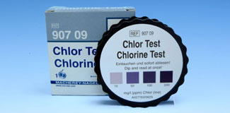塩素試験紙(CHLORINE Test) 測定目盛(mg/L=ppm)：10-50-100-200